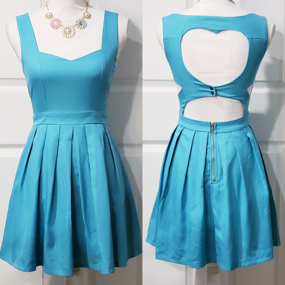 NWOT Tea & Cup Classic Heart Cut Out Mini Dress